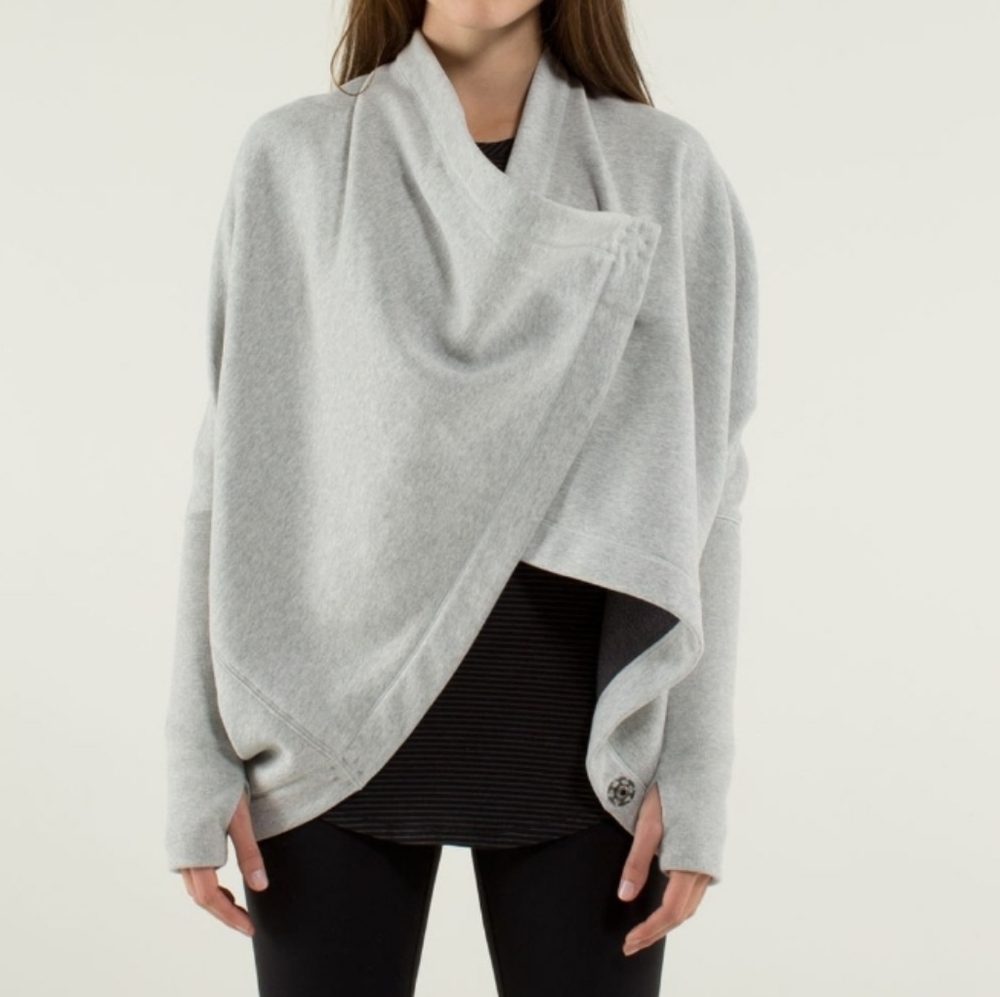 lululemon athletica Light Gray Draped Wrap Jacket